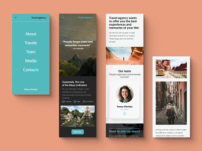 Travel agency website, mobile agency blog creative market daily ui dailyui figma grid itinerary layout mobile mobile ui responsive template travel travel agency travel website ui ui design ui designer ui ux