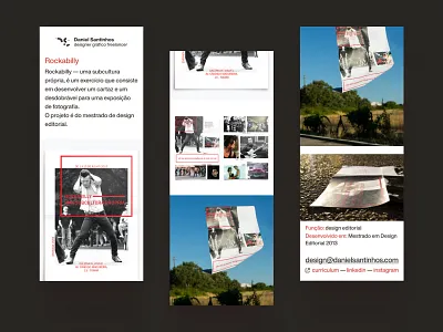 Portfolio, project page mobile version 2023 dailyui editorial editorial design figma figma design figma ui freelancer graphic designer grid layout mobile mobile layout mobile ui portfolio responsive rockabilly ui ui designer ui ux