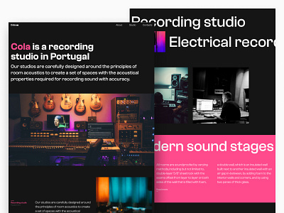 Cola studio, landing page