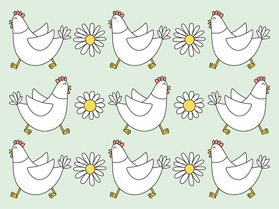 Happy Hen daisy design graphic design hen illustration spring