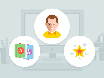 A few icons for educational website books graphic design icon idea illustration learning stars teacher