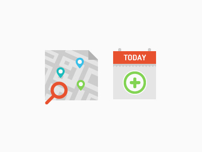 Inevening Icons add calendar color flat icons map search