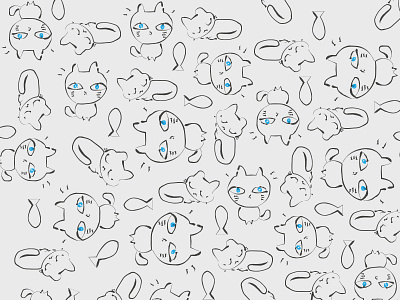 Cat pattern for a baby room wall cat design illustration