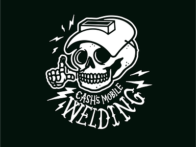 Cash's Mobile Welding black booger brand branding color dead design hands illustration logo maine mobile skate skeleton skull tattoo vector weld welding