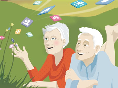 Annual report cover elderly illustration illustrator old people vectoriel