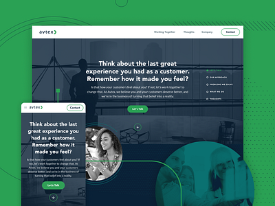 Avtex - Website Design 2019 cx design green illustration navy blue style guide teal ui website