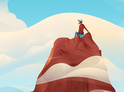 My Wife On a Rock atmosphere atmospheric clouds cody muir design illustration illustrator landscape magicmuir minimal nature nature illustration ocean vector wind