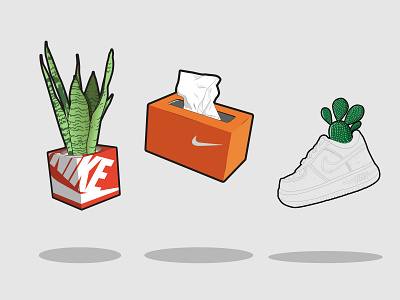 Nike Items design flatvector illustrator nature plants shoebox sneakers vector vectorart