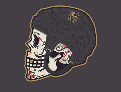 Golden Knights Sugar Skull art design golden knights hockey illustration nhl skull vector vegas