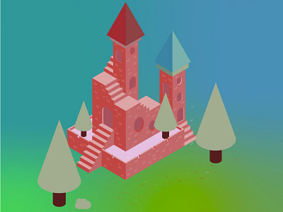 Isometric castle 3d architecture design graphic design illustration isometricdesign vector