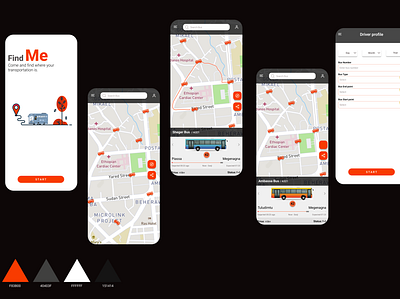 Case Study Public Bus Monitoring mobile app app branding design illustration typography ui ux