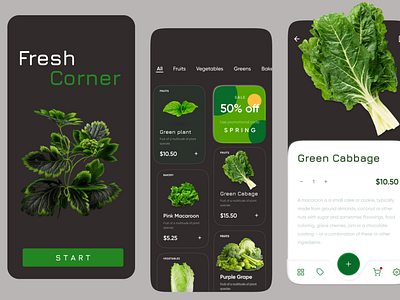 Case Study: a mobile app design for Fresh Corner app branding typography ui ux