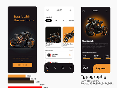 Case Study: Motorcycle shop Mobile app app branding design typography ui ux