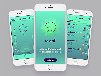 Cannabis treatment tracker user Interface app cannabis green ios mobile ui design