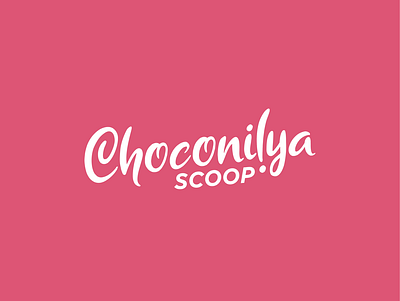 Choconilya Scoop bold branding contrast cream cursive delicious design fun graphic ice logo pink typography vibrant