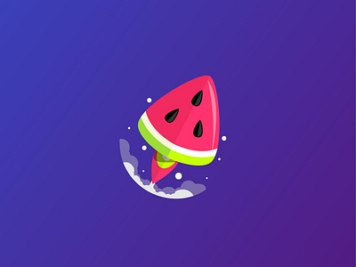 Rocket Melon advertising agency digital flat icon illustrator logo design melons rockets space
