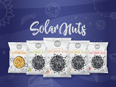Solar Nuts design flavours galaxy graphic nuts packaging planets seeds space