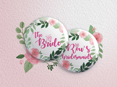 Bridal Pins! bridal bride bridesmaids cute design floral fun graphic illustration mockup pins texture typography watercolor