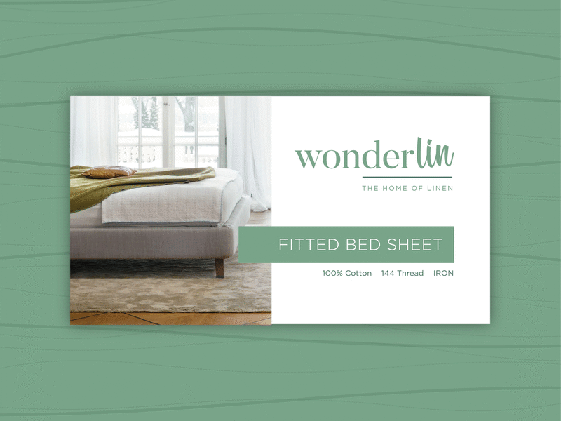 Wonderlin Packaging photography green cotton bedding linen sheets typography packaging concept advertising graphic design