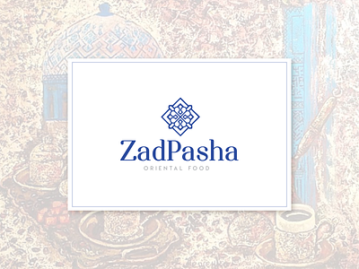 Zad Pasha Logo advertising arabian blue blue and white branding design food graphic illustration logo oriental pasha restaurant typography