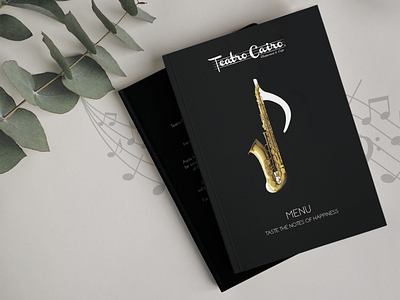 Teatro Cairo Menu design elegant food hardcover instrument menu mockup music notes publishing restaurant rich