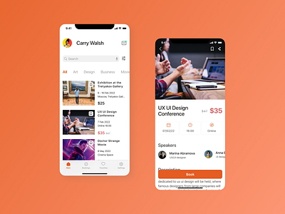 Mobile App Booking of Events app design graphic design ui ux