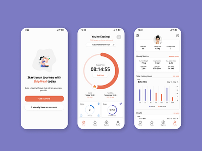 Intermittent Fasting app design design app fasting app illustration intermittent fasting mobile mobile app ui
