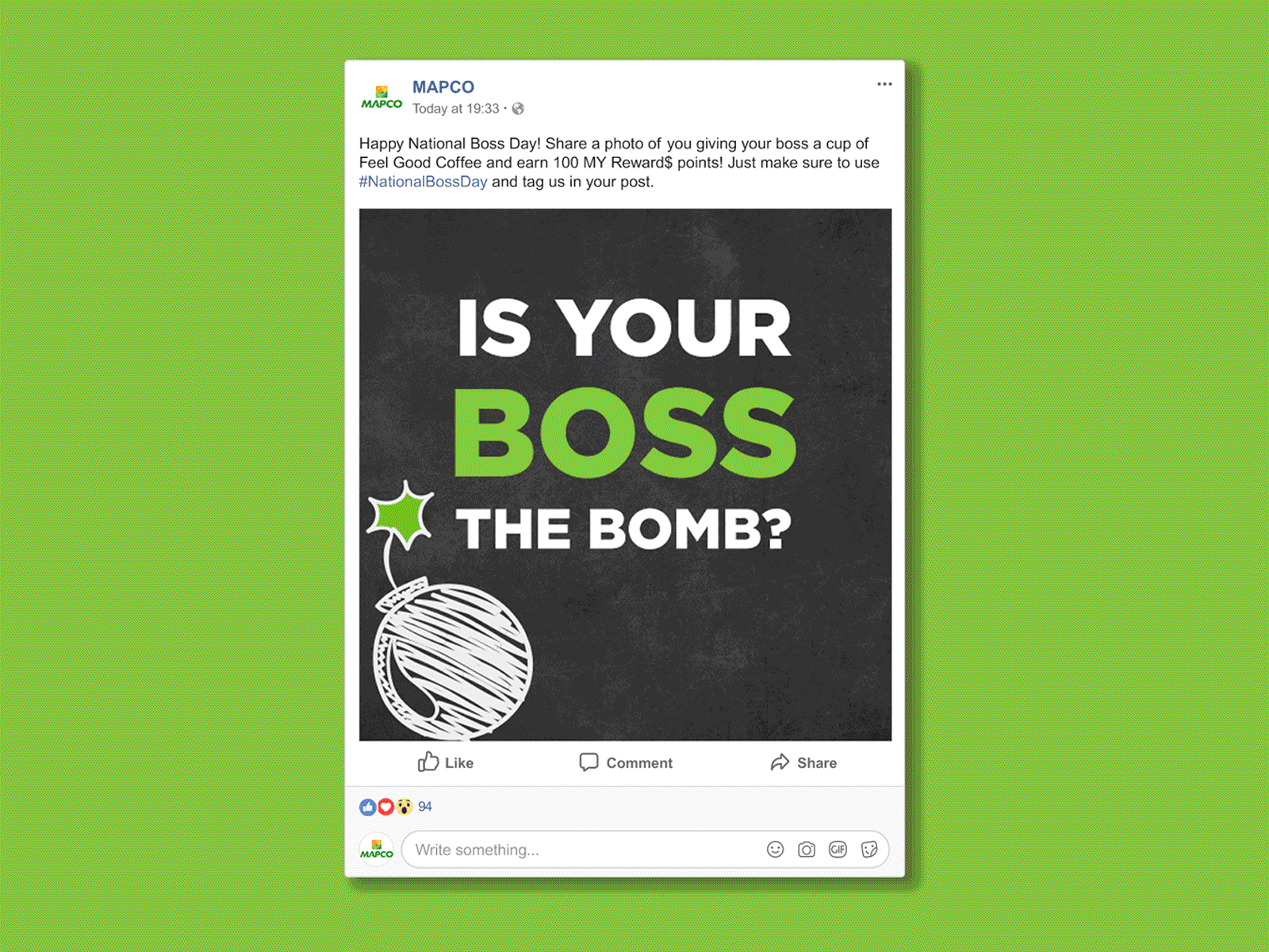 MAPCO Social Media - 2017 National Boss Day animated animated gif animation boss coffee digital email email design giveaway graphic illustration national boss day social social graphic social media