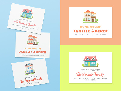 We've Moved! - Announcement Postcards announcement bright clean colorful family home house invitation design mail minimal moving new home pastel postcard design postcards