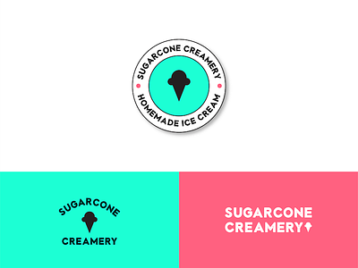 Sugarcone Creamery brand branding creamery gelato homemade ice cream logo pastel shop sugarcone