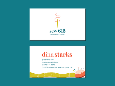 Sew 615 Business Card - Unused 615 alterations branding business card business card design illustration monogram nashville rejected sewing tailoring unused