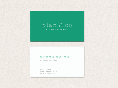 Plan & Co Business Cards branding branding design business card business card design design emerald event planning flat green logo plan planning simple stationery wedding wedding planning