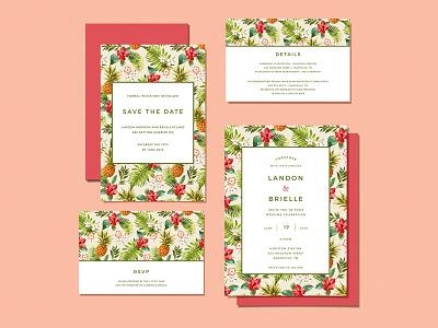 Wedding Invitations - Tropical Vaca! brides envelope events fall wedding floral invitations invites paper pineapple print rsvp save the date savethedate tropical tropics wedding wedding invitation wedding invite wedding invites weddings