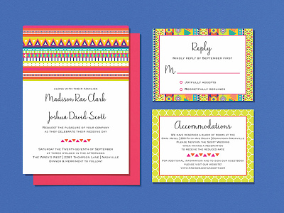 Wedding Invitations - Mix & Match Geometric Patterns colorful fun geometric invitation invitation set invitations invite invite design invites wedding wedding invitation wedding invite weddings