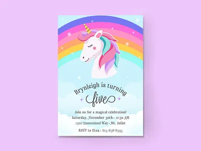 My Niece is a Magical Rainbow Unicorn! - Party Invitations bday birthday birthday invitation birthday party colorful girls girly invitation invitation design invitations magical rainbow unicorn