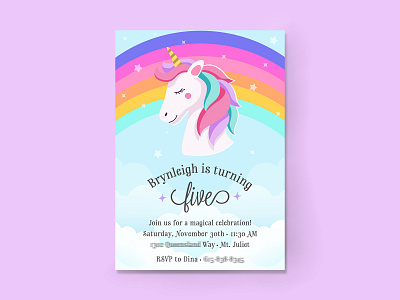 My Niece is a Magical Rainbow Unicorn! - Party Invitations
