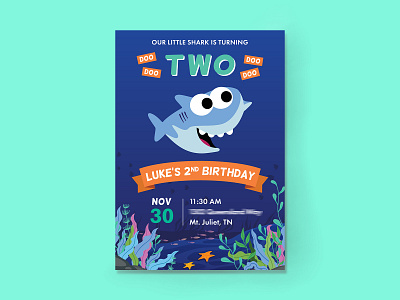 My Nephew is a Baby Shark! - Party Invitations