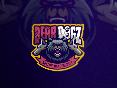 Bear dogz angry bear bear logo brand character dog dogs e sport esport esports logo mascot shield sport