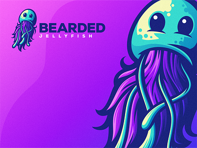 Bearded Jellyfish angry brand character e sport esport esports jellyfish logo mascot octopus sport
