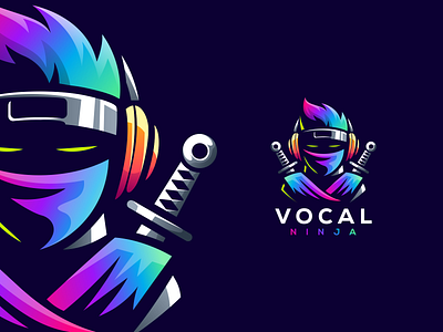 vocal ninja angry brand character e sport esport logo mascot ninja sport vocal