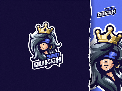 sad queen brand character crown cry design e sport esport illustration logo mascot queen sad sport ui