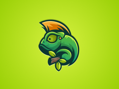 Punk Chameleon animal chameleon cute green logo punk