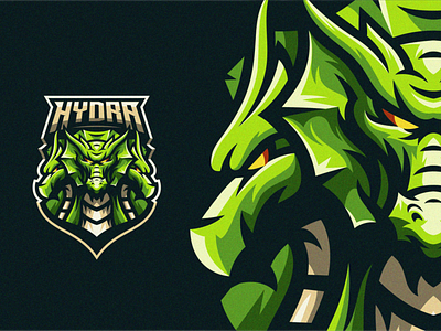 Hydra angry badge beard brand character cute dragon e sport e sports esport esports gaming hyderabad hydra illustration logo logo esport mascot shield sport