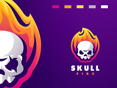 skull fire angry brand character e sport esport esports fire logo mascot shield skull skull logo sport