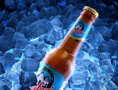 safari beer in ice 3d arnold render cg graphic design houdini fx maya product render realistic renders
