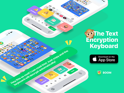 BOOM: The Text Encryption Keyboard button chat bubble emoji encryption ios keyboard messaging app mobile social