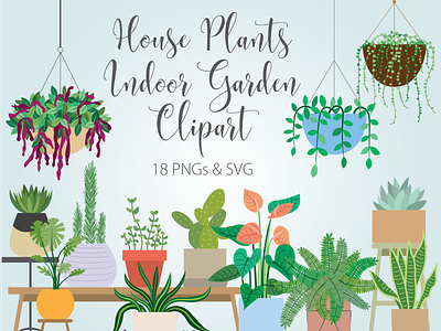 House Plants Indoor Garden Clipart clipart design garden illustration plants vector