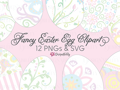 Fancy Easter Egg Clipart Set clipart design easter easter egg holiday illustration vector