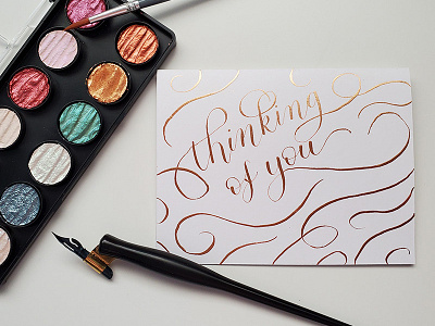 Thinking of You Watercolor Calligraphy calligraphy card design lettering watercolor