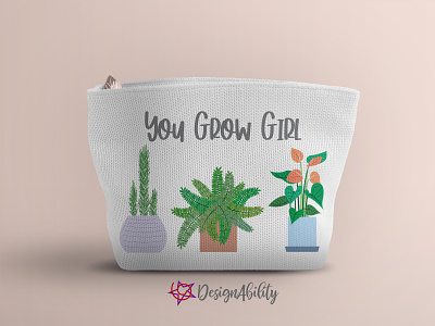 You Grow Girl Potted Plant Bag clipart design floral garden illustration indoor garden plants potted plants vector